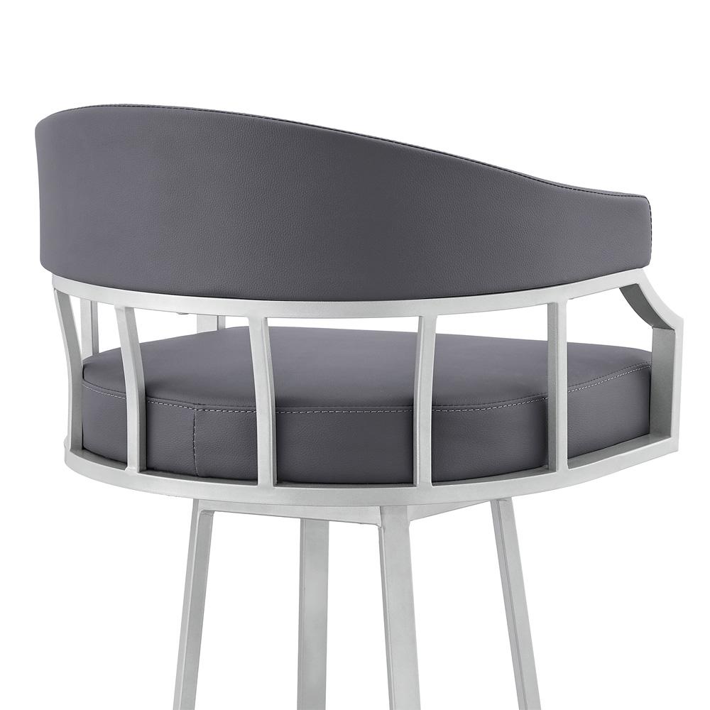 Armen Living - Valerie 26in Swivel Slate Grey Faux Leather and Silver Metal Bar Stool - LCVLBASLGR26 veiw 7