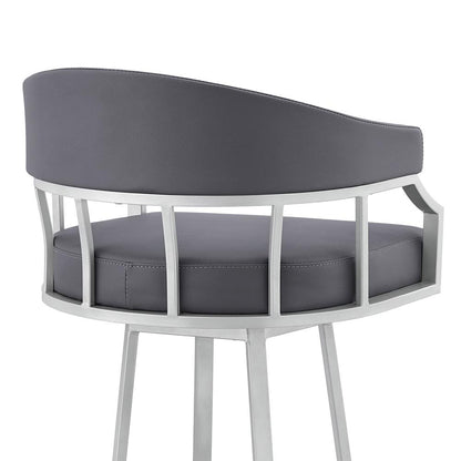 Armen Living - Valerie 26in Swivel Slate Grey Faux Leather and Silver Metal Bar Stool - LCVLBASLGR26 veiw 7