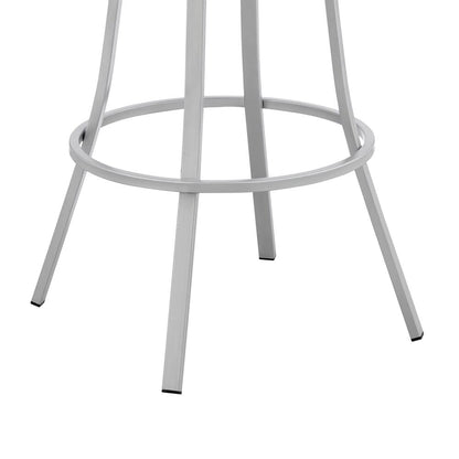 Armen Living - Valerie 26in Swivel Slate Grey Faux Leather and Silver Metal Bar Stool - LCVLBASLGR26 veiw 8