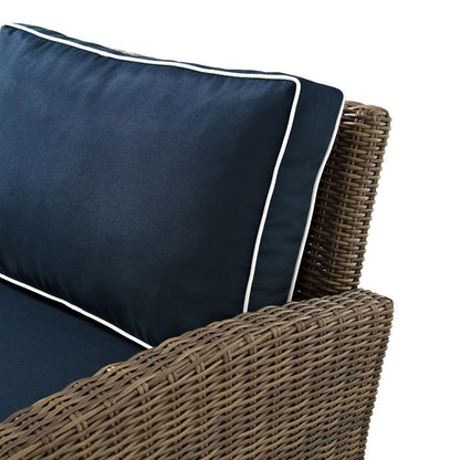 Crosley Furniture - Bradenton 2Pc Outdoor Wicker Armchair Set Navy/ Weathered Brown - Armchair & Ottoman - KO70181WB-NV veiw 6