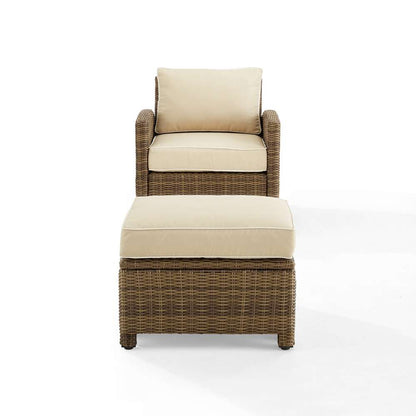 Crosley Furniture - Bradenton 2Pc Outdoor Wicker Armchair Set Sand/ Weathered Brown - Armchair & Ottoman - KO70181WB-SA veiw 3