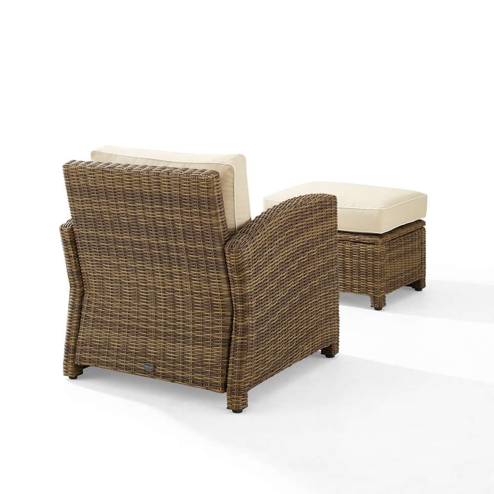Crosley Furniture - Bradenton 2Pc Outdoor Wicker Armchair Set Sand/ Weathered Brown - Armchair & Ottoman - KO70181WB-SA veiw 4