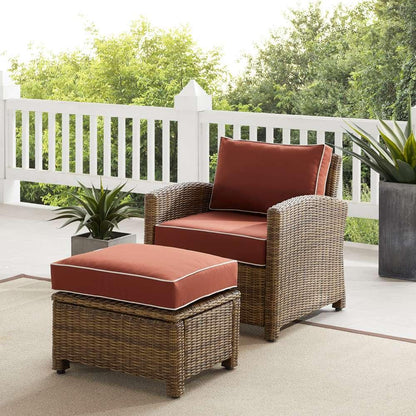 Crosley Furniture - Bradenton 2Pc Outdoor Wicker Armchair Set Sangria/ Weathered Brown - Armchair & Ottoman - KO70181WB-SG veiw 1