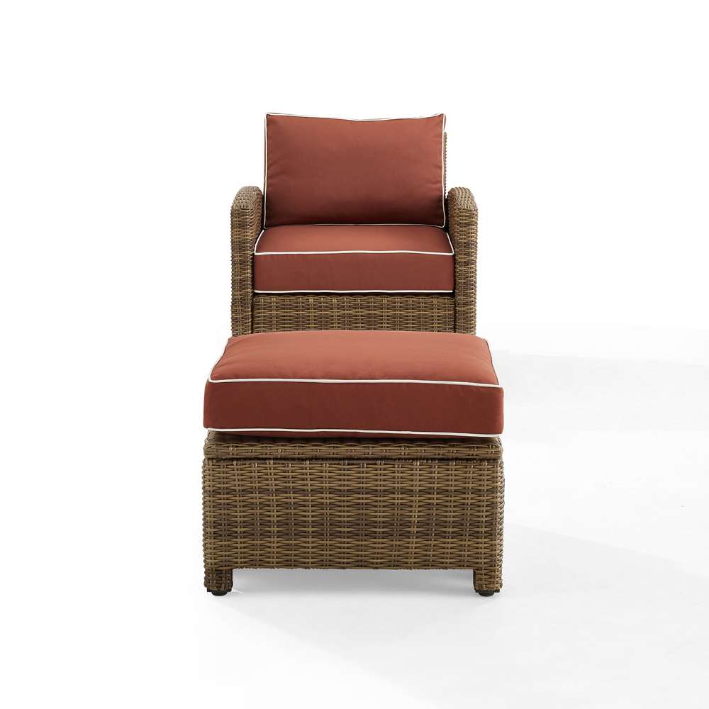 Crosley Furniture - Bradenton 2Pc Outdoor Wicker Armchair Set Sangria/ Weathered Brown - Armchair & Ottoman - KO70181WB-SG veiw 3