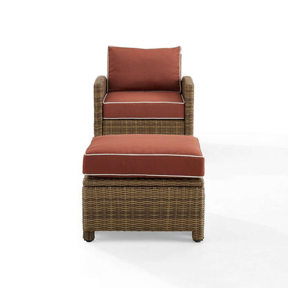 Crosley Furniture - Bradenton 2Pc Outdoor Wicker Armchair Set Sangria/ Weathered Brown - Armchair & Ottoman - KO70181WB-SG veiw 3