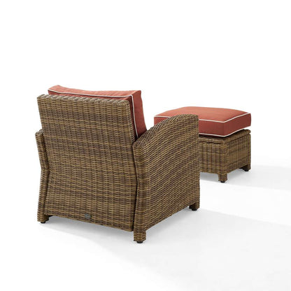 Crosley Furniture - Bradenton 2Pc Outdoor Wicker Armchair Set Sangria/ Weathered Brown - Armchair & Ottoman - KO70181WB-SG veiw 4