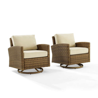 Crosley Furniture - Bradenton 2Pc Outdoor Wicker Swivel Rocker Chair Set Sand/Weathered Brown - 2 Swivel Rockers - KO70423WB-SA veiw 2