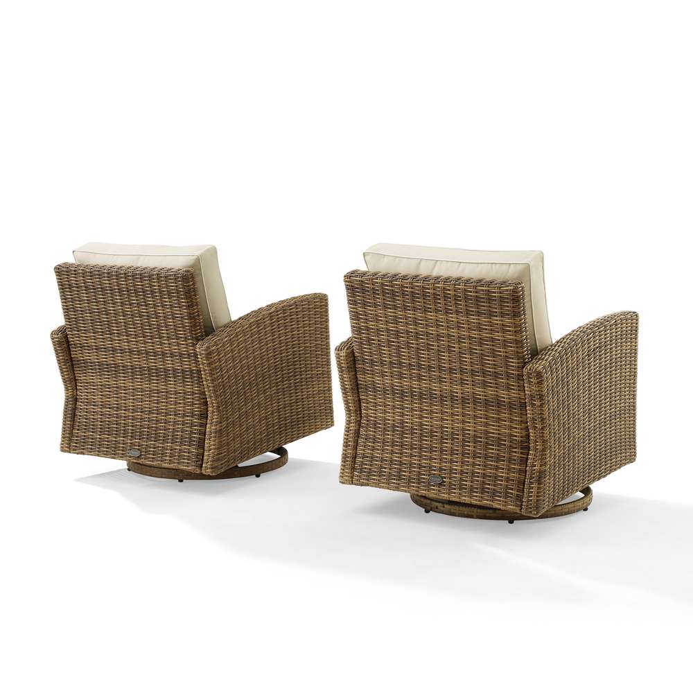 Crosley Furniture - Bradenton 2Pc Outdoor Wicker Swivel Rocker Chair Set Sand/Weathered Brown - 2 Swivel Rockers - KO70423WB-SA veiw 4