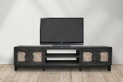 IFD - Cosala 4 Doors & Shelves, 93in TV Stand, w/ Black Finish - IFD8081STN93BK veiw 2