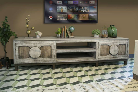 IFD - Cosala 4 Doors & Shelves, 93in TV Stand, w/ White Finish - IFD8081STN93WT veiw 2