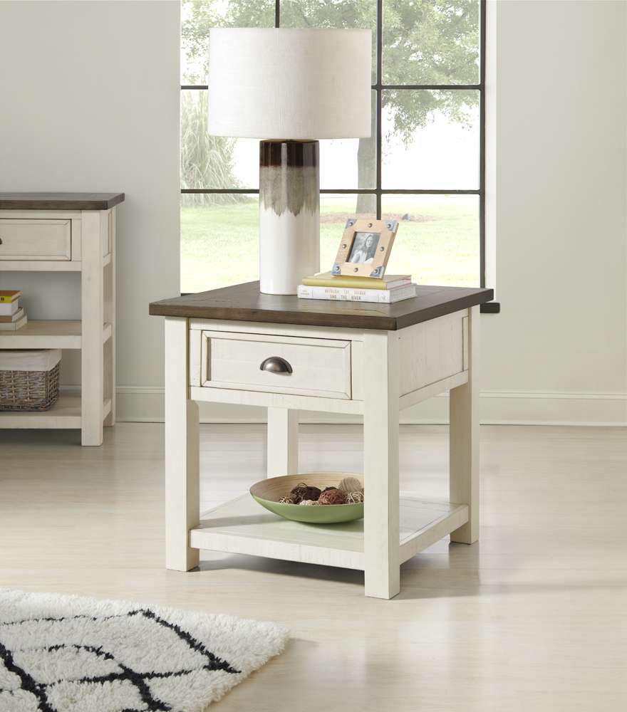 Martin Svensson Home -  Monterey End Table, Cream White and Brown - 890636 veiw 1