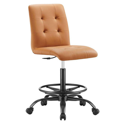 Modway - Prim Armless Vegan Leather Drafting Chair - EEI-4979-BLK-TAN veiw 1
