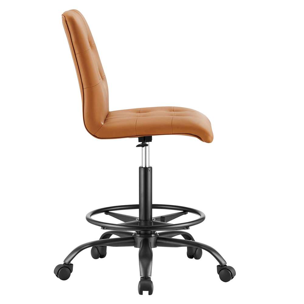 Modway - Prim Armless Vegan Leather Drafting Chair - EEI-4979-BLK-TAN veiw 3
