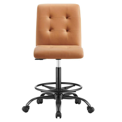 Modway - Prim Armless Vegan Leather Drafting Chair - EEI-4979-BLK-TAN veiw 5