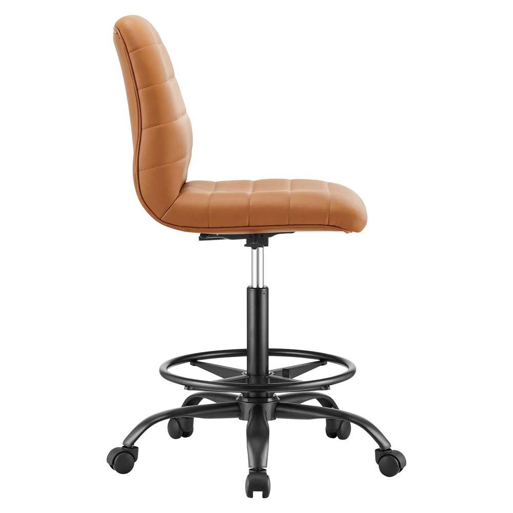 Modway - Ripple Armless Vegan Leather Drafting Chair - EEI-4978-BLK-TAN veiw 3