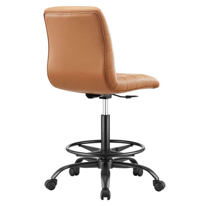 Modway - Ripple Armless Vegan Leather Drafting Chair - EEI-4978-BLK-TAN veiw 4