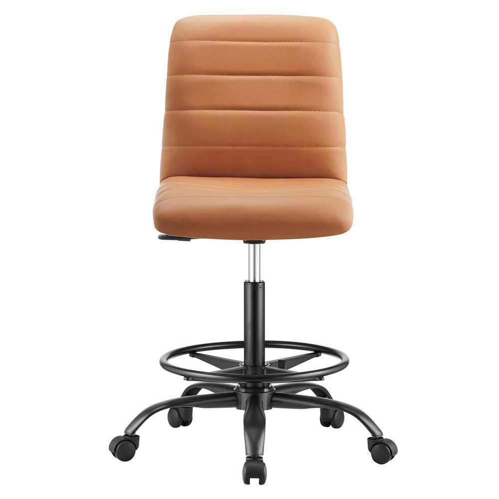Modway - Ripple Armless Vegan Leather Drafting Chair - EEI-4978-BLK-TAN veiw 5