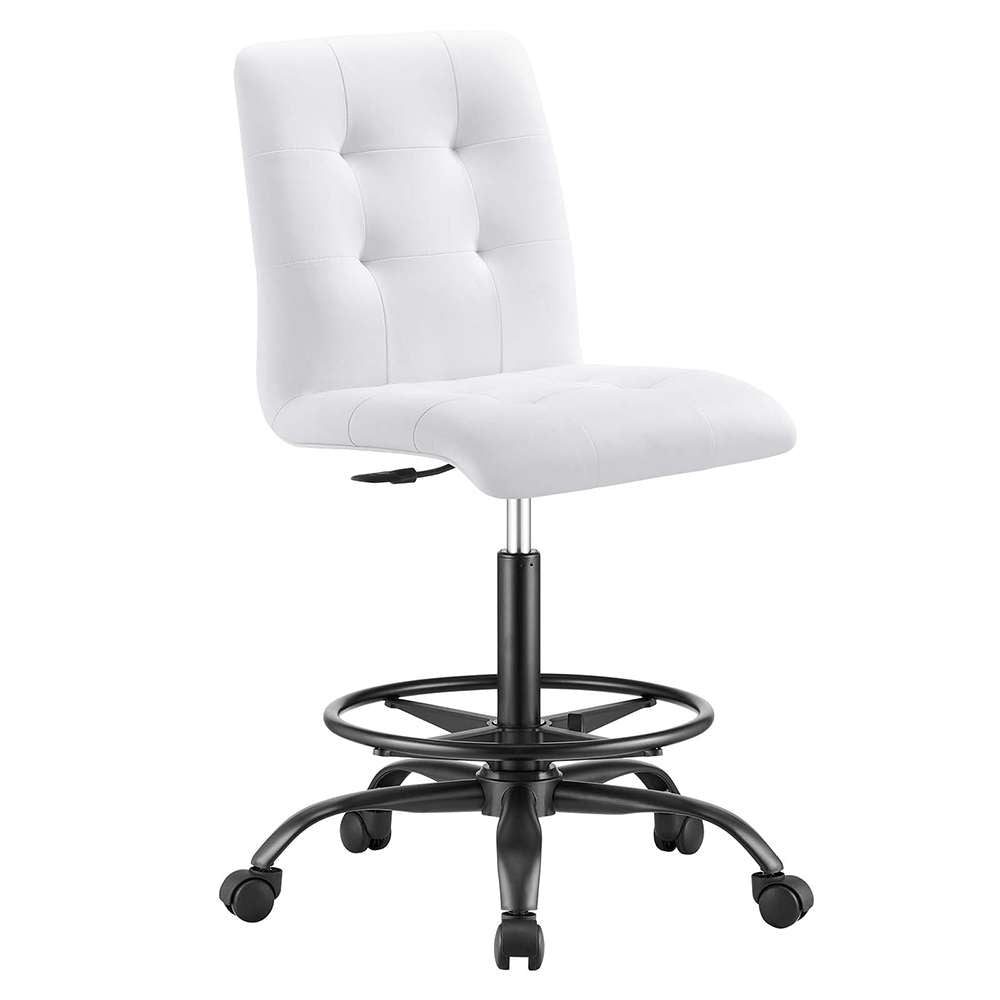 Modway - Prim Armless Vegan Leather Drafting Chair - EEI-4979-BLK-WHI veiw 1
