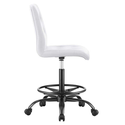 Modway - Prim Armless Vegan Leather Drafting Chair - EEI-4979-BLK-WHI veiw 3