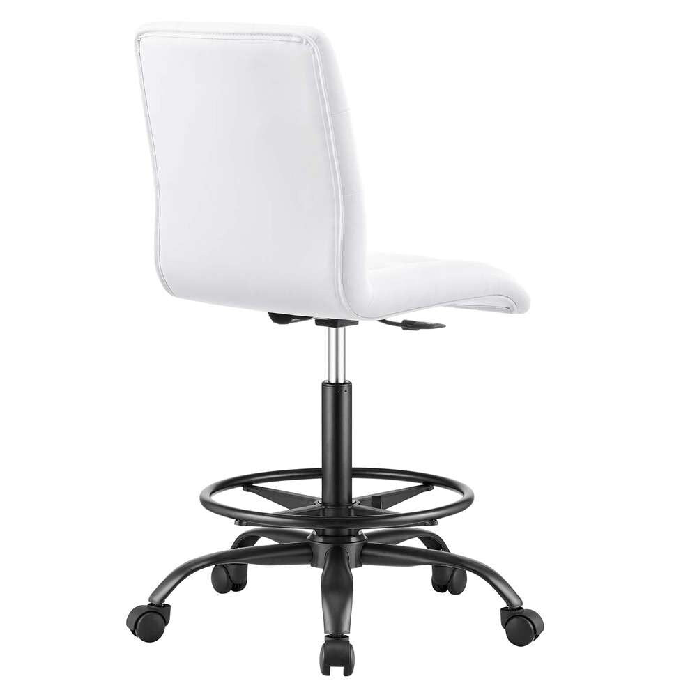 Modway - Prim Armless Vegan Leather Drafting Chair - EEI-4979-BLK-WHI veiw 4