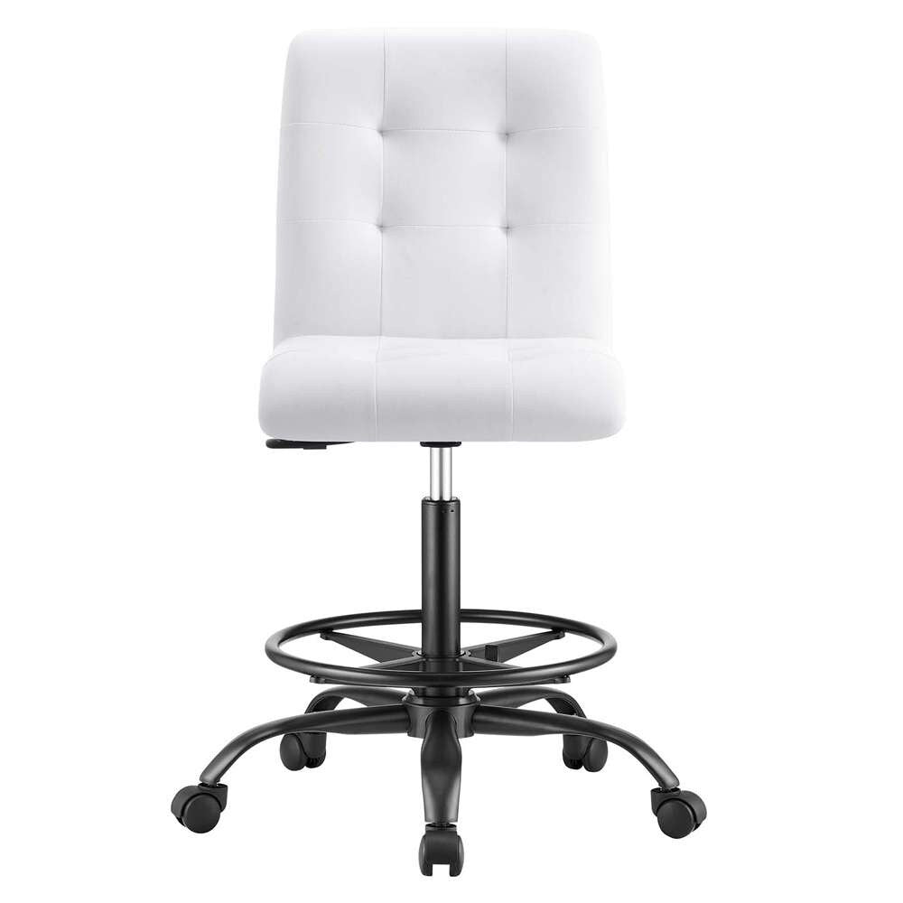 Modway - Prim Armless Vegan Leather Drafting Chair - EEI-4979-BLK-WHI veiw 5