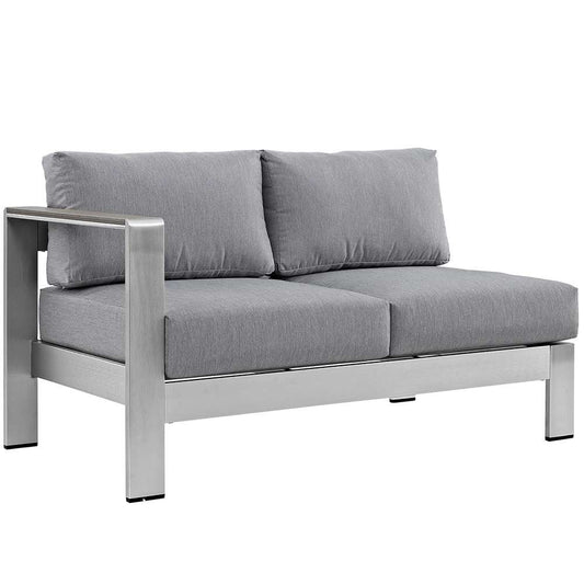 Modway - Shore Left-Arm Corner Sectional Outdoor Patio Aluminum Loveseat - EEI-2265-SLV-GRY veiw 1