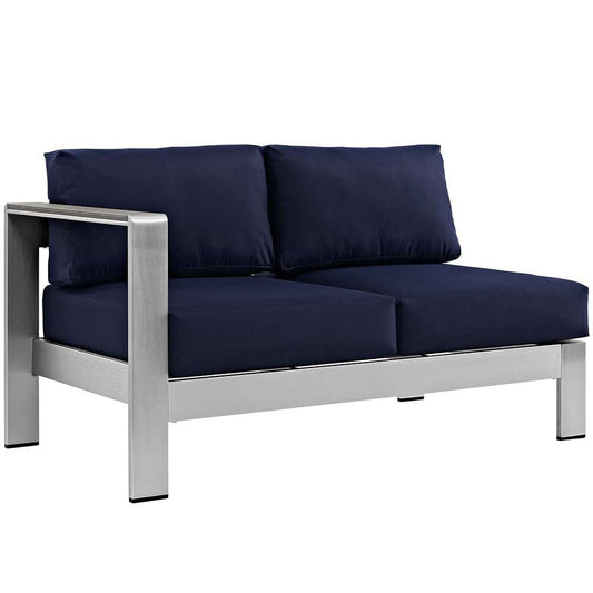 Modway - Shore Left-Arm Corner Sectional Outdoor Patio Aluminum Loveseat - EEI-2265-SLV-NAV veiw 1