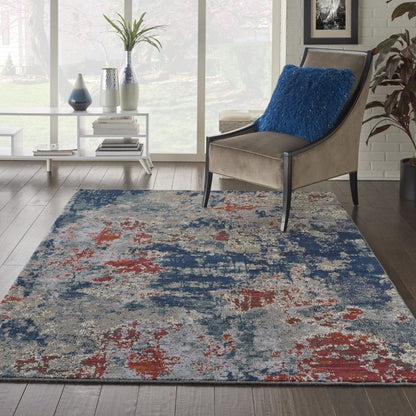 Nourison - Artworks ATW01 Blue and Red 56in x 8 Abstract Area Rug - ATW01-99446710635_CLOSEOUT veiw 2