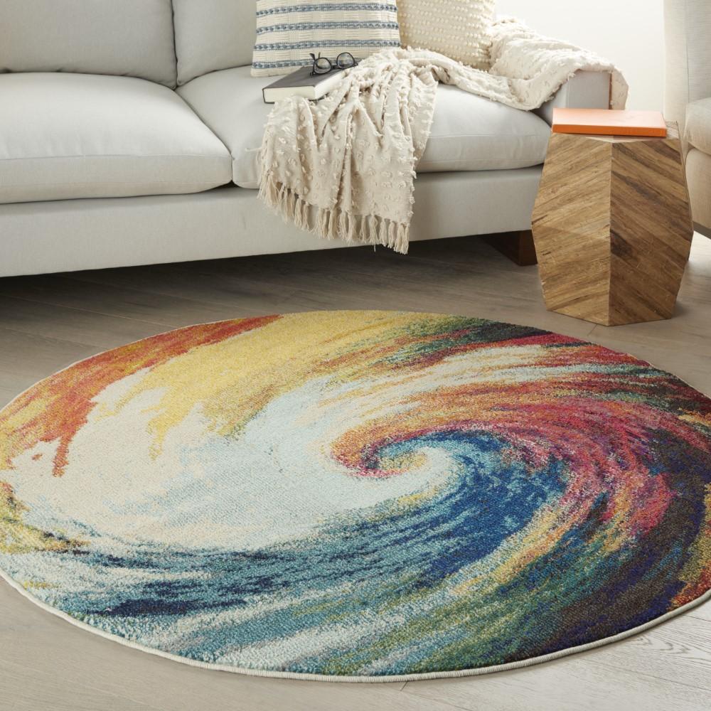 Nourison - Celestial CES07 Multicolor 53in x Round Colorful Area Rug - CES07-99446800695 veiw 2