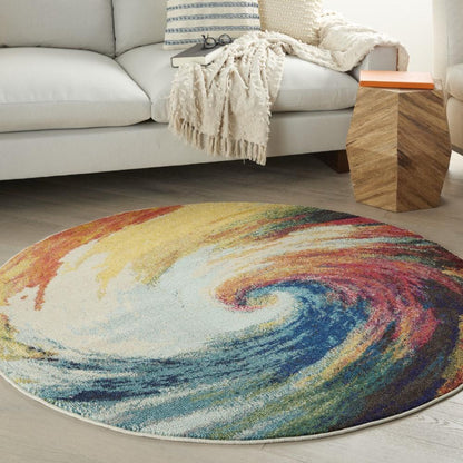 Nourison - Celestial CES07 Multicolor 53in x Round Colorful Area Rug - CES07-99446800695 veiw 2