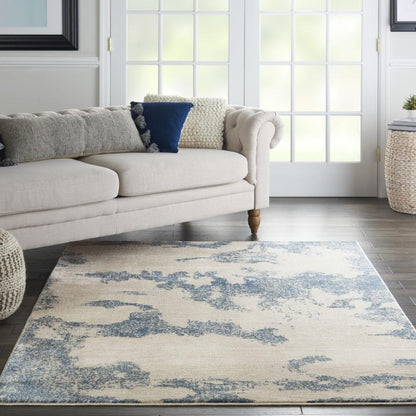 Nourison - Etchings 4 x 6 Ivory/Light Blue Abstract Area Rug - ETC03-99446718334_CLOSEOUT veiw 2