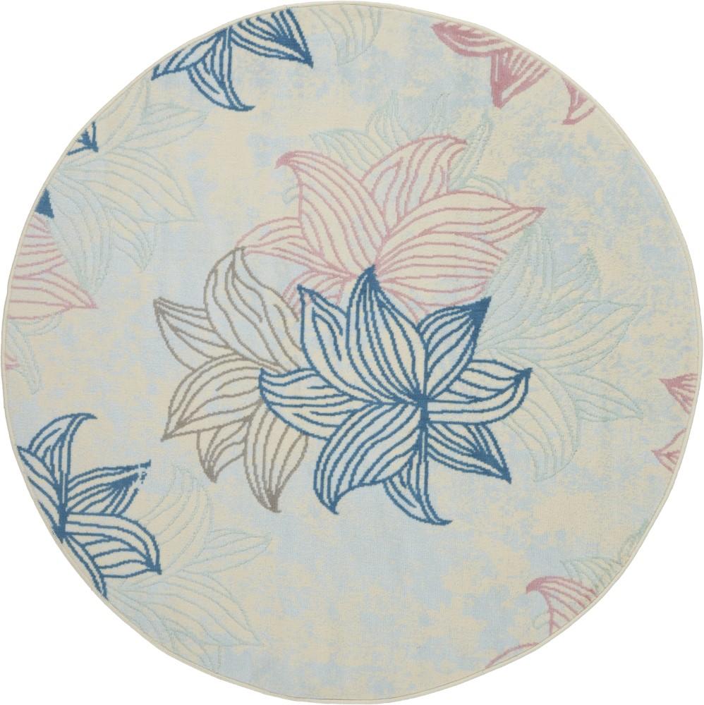 Nourison - Jubilant JUB08 White Multicolor 53in x Round Beach Area Rug - JUB08-99446478610_CLOSEOUT veiw 1