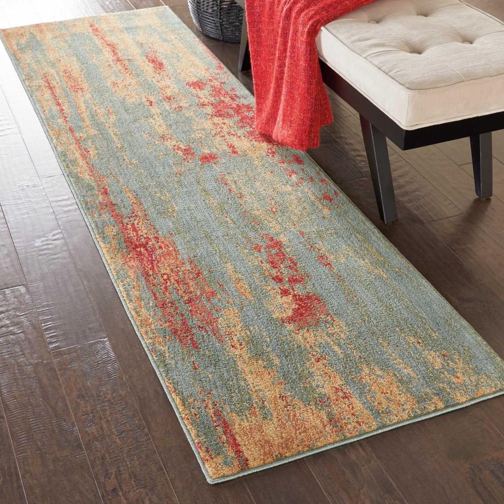 Nourison - Somerset ST91 Teal Multicolor 23in x 8 Hallway Rug - ST91-99446469687_CLOSEOUT veiw 2