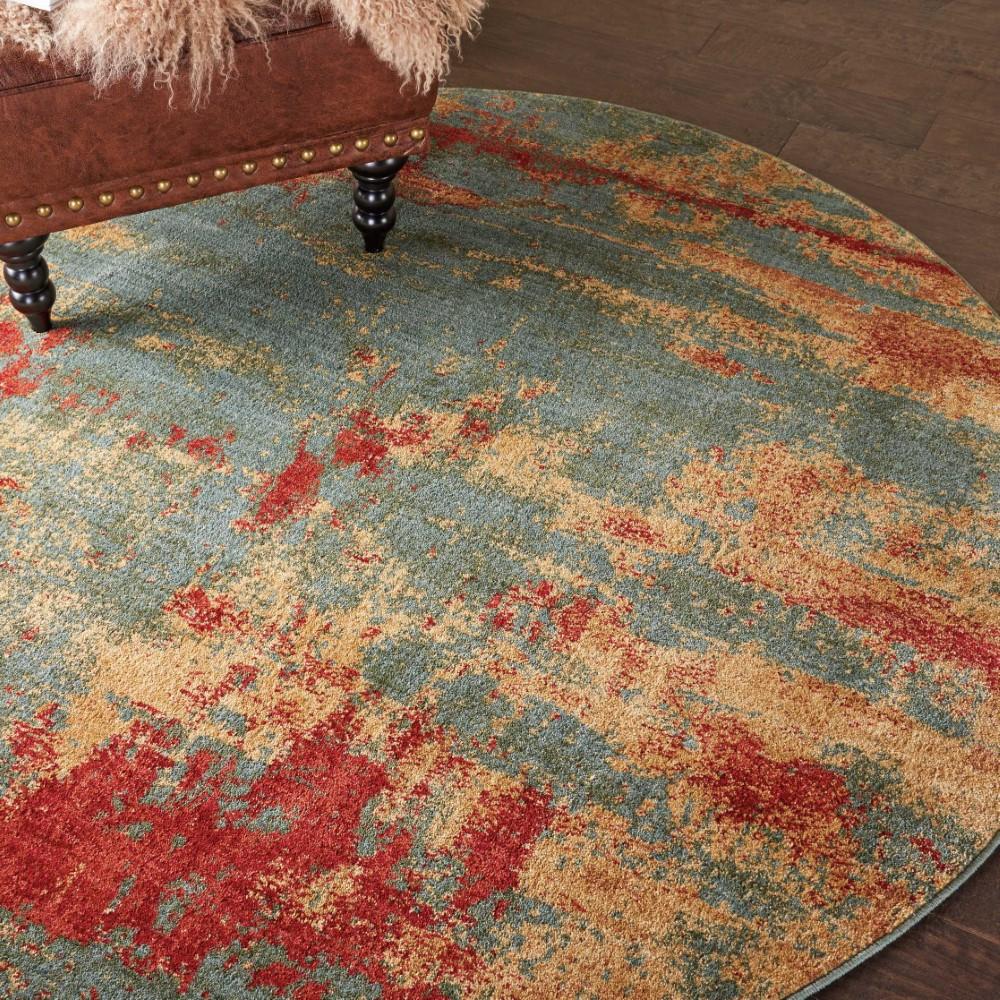 Nourison - Somerset ST91 Teal Multicolor 56in x Round Colorful Area Rug - ST91-99446469793_CLOSEOUT veiw 2