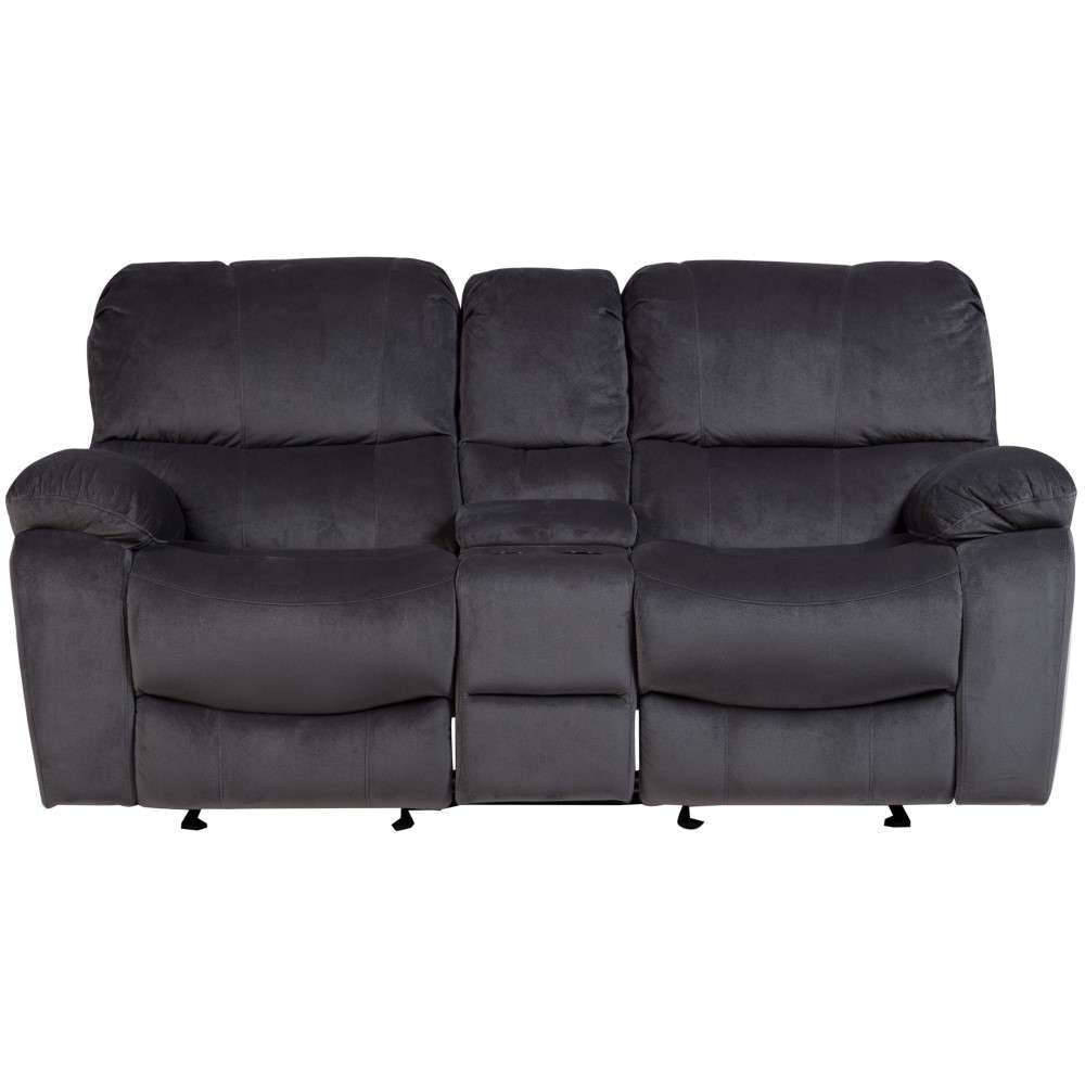 Porter Designs -  Ramsey Microfiber Reclining Console Loveseat, Gray - 03-112C-02-6014 veiw 3