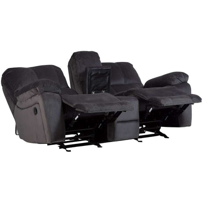 Porter Designs -  Ramsey Microfiber Reclining Console Loveseat, Gray - 03-112C-02-6014 veiw 4