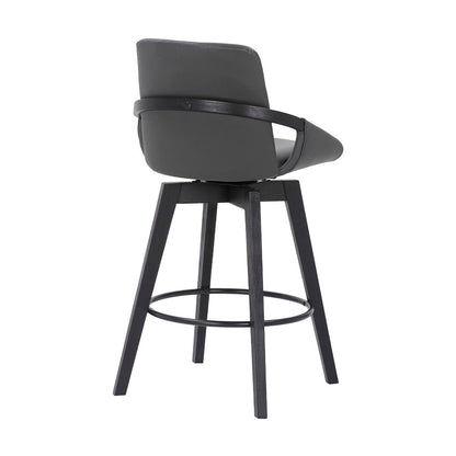 Armen Living - Baylor 26in Gray Faux Leather and Black Wood Swivel Bar Stool - LCBABABLGR26 veiw 4