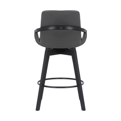 Armen Living - Baylor 26in Gray Faux Leather and Black Wood Swivel Bar Stool - LCBABABLGR26 veiw 5