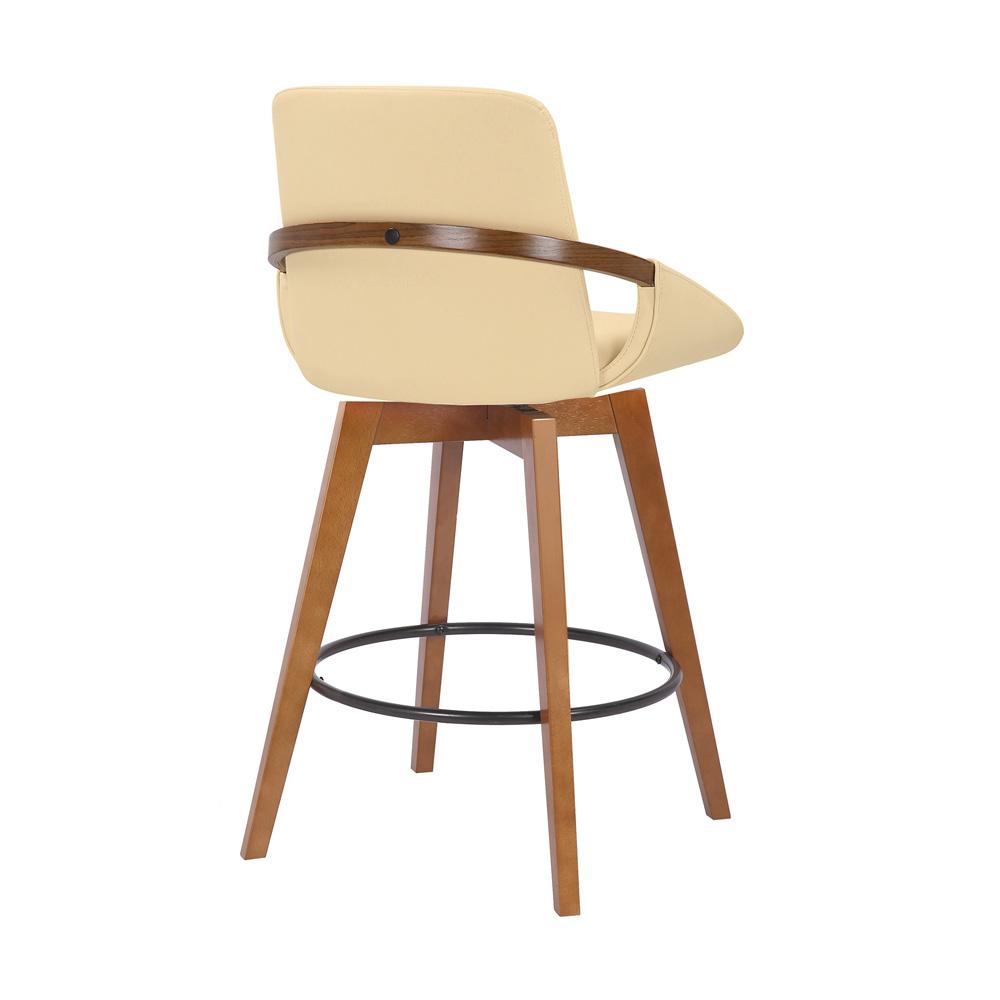 Armen Living - Baylor 26in Cream Faux Leather and Walnut Wood Swivel Bar Stool - LCBABAWACR26 veiw 4