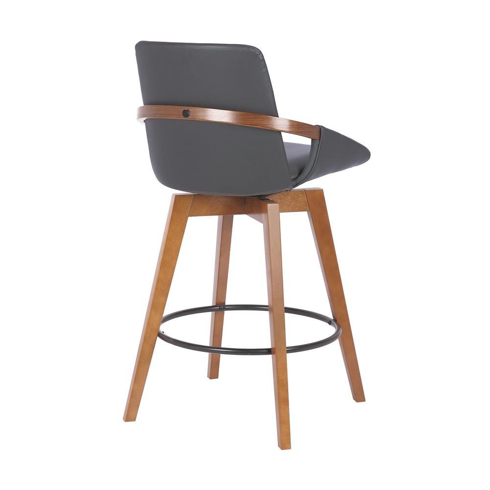 Armen Living - Baylor 26in Gray Faux Leather and Walnut Wood Swivel Bar Stool - LCBABAWAGR26 veiw 4