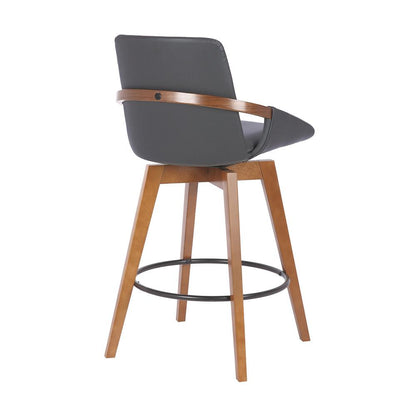 Armen Living - Baylor 26in Gray Faux Leather and Walnut Wood Swivel Bar Stool - LCBABAWAGR26 veiw 4