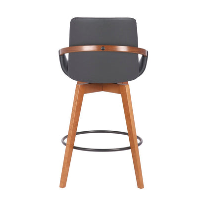 Armen Living - Baylor 26in Gray Faux Leather and Walnut Wood Swivel Bar Stool - LCBABAWAGR26 veiw 5