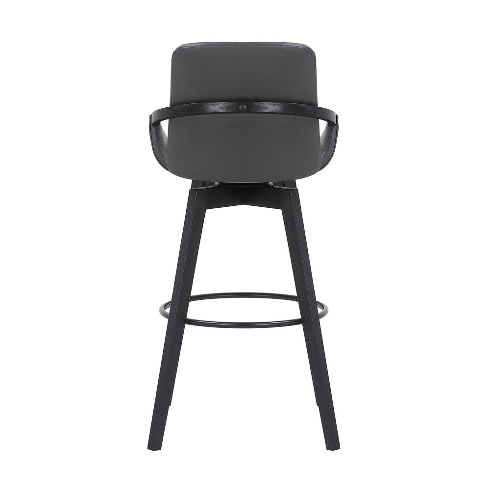 Armen Living - Baylor 30in Gray Faux Leather and Black Wood Swivel Bar Stool - LCBABABLGR30 veiw 5