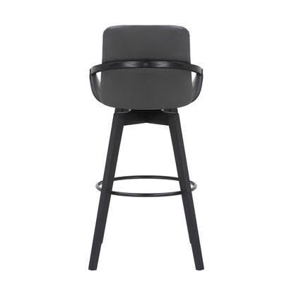 Armen Living - Baylor 30in Gray Faux Leather and Black Wood Swivel Bar Stool - LCBABABLGR30 veiw 5