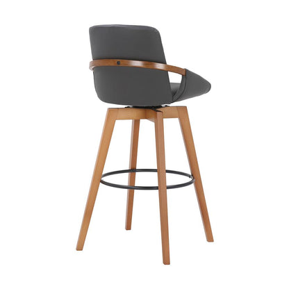 Armen Living - Baylor 30in Gray Faux Leather and Walnut Wood Swivel Bar Stool - LCBABAWAGR30 veiw 4