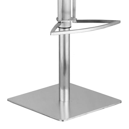 Armen Living - Cafe Adjustable Height Swivel Grey Faux Leather and Walnut Wood Bar Stool with Brushed Stainless Steel Base - LCCASWBAGRB201 veiw 6