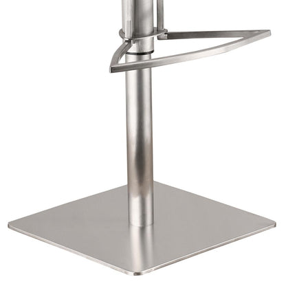 Armen Living - Cafe Adjustable Height Swivel White Faux Leather and Walnut Bar Stool with Brushed Stainless Steel Base - LCCASWBAWHB201 veiw 4