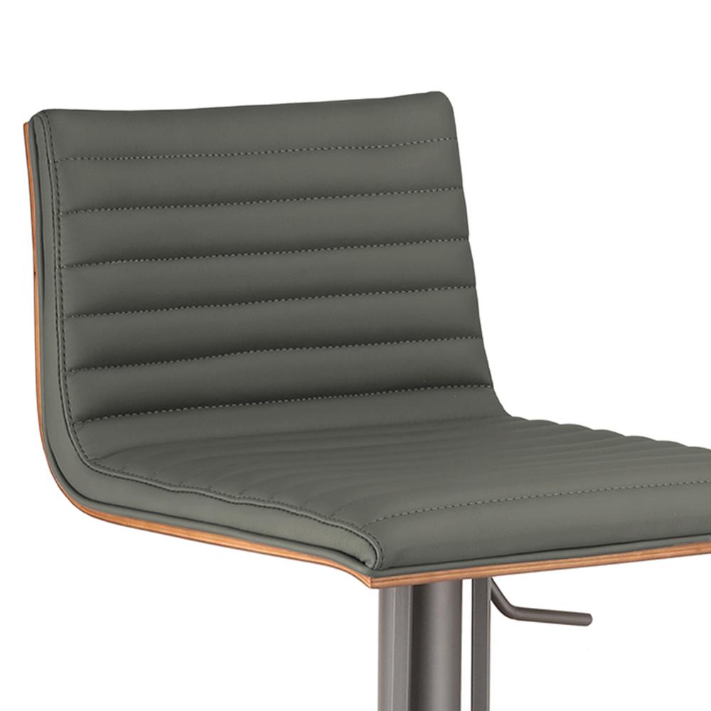 Armen Living - Cafe Adjustable Height Swivel Grey Faux Leather and Walnut Wood Bar Stool with Grey Metal Base - LCCASWBAGRBA veiw 3