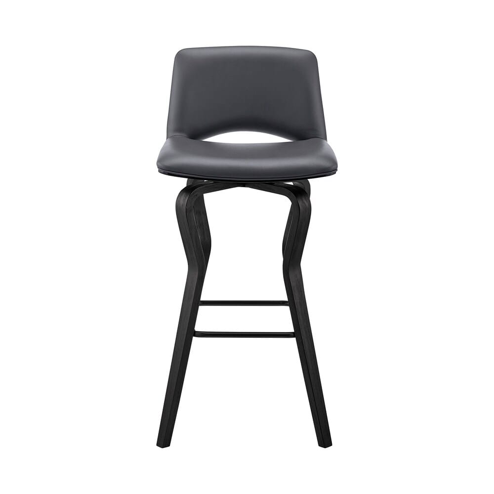 Armen Living - Gerty 30in Swivel Grey Faux Leather and Black Wood Bar Stool - LCGYBABLGR30 veiw 2
