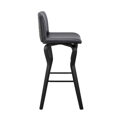 Armen Living - Gerty 30in Swivel Grey Faux Leather and Black Wood Bar Stool - LCGYBABLGR30 veiw 3